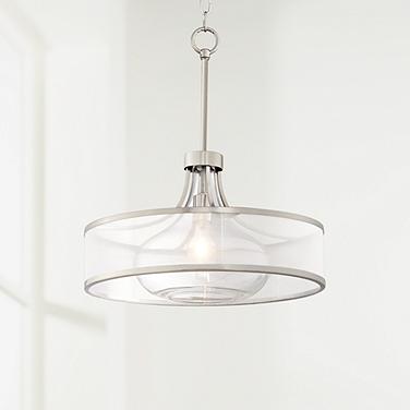 Possini Euro Layne 19 1/4" Wide Brushed Nickel Drum Pendant Light