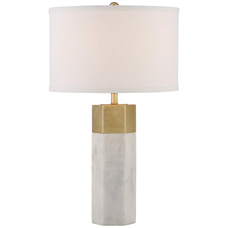 Image 3 Possini Euro Leala 21 inch High Modern Gold and Faux Marble Table Lamp