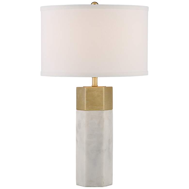 Image 3 Possini Euro Leala 21" High Modern Gold and Faux Marble Table Lamp