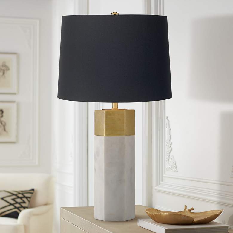 Image 1 Possini Euro Leala 21 inch Luxe Modern Table Lamp with Black Shade