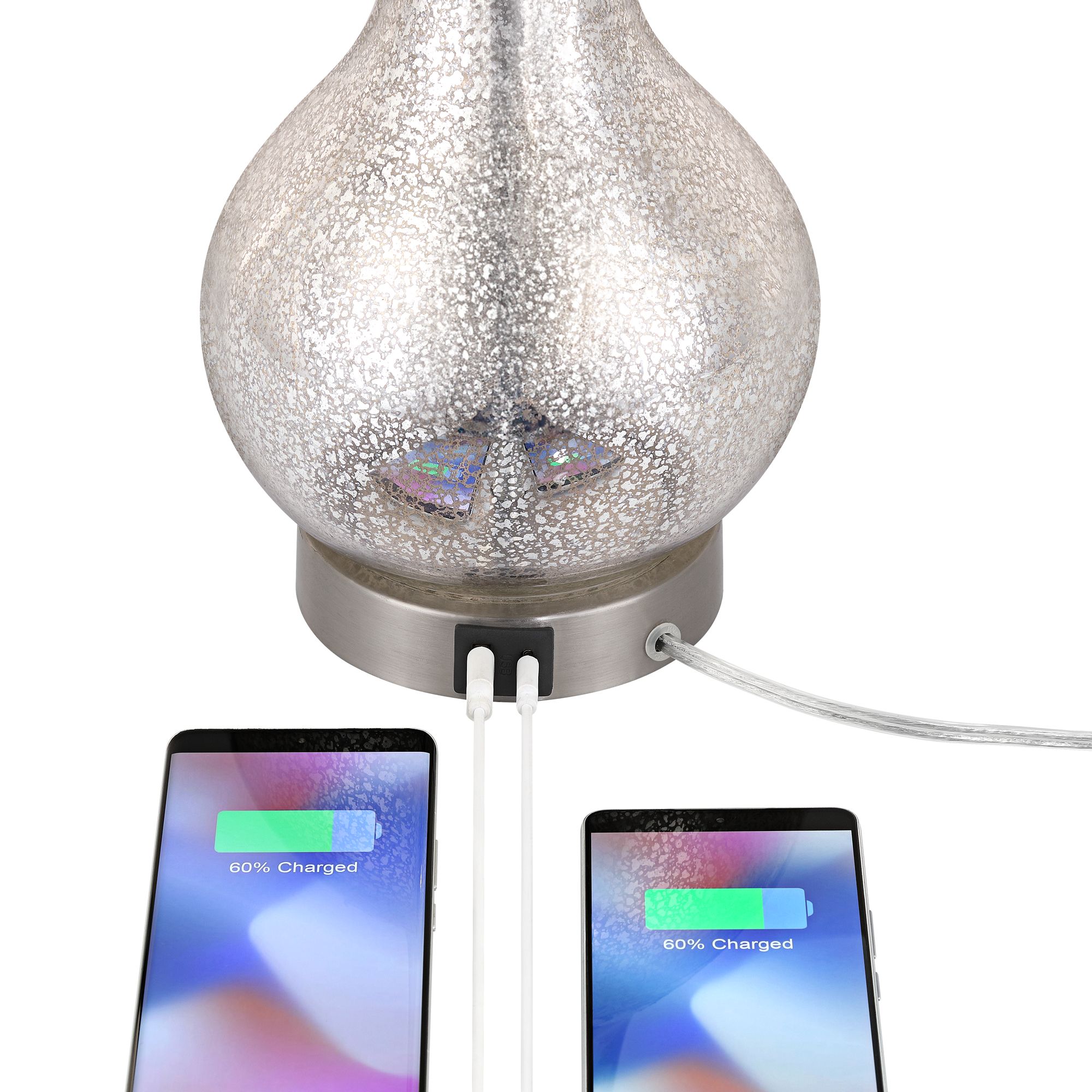 Image 4 Possini Euro Ledger 21 3/4" Mercury Glass Accent USB Lamps Set of 2 more views