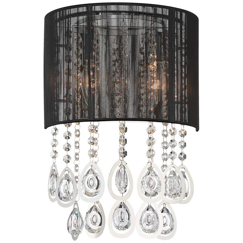 Image 1 Possini Euro Leja 15 3/4 inchH Crystal Droplet Black Wall Sconce