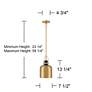 Possini Euro Lenoir 7 1/2" Modern Black and Brushed Gold Mini Pendant