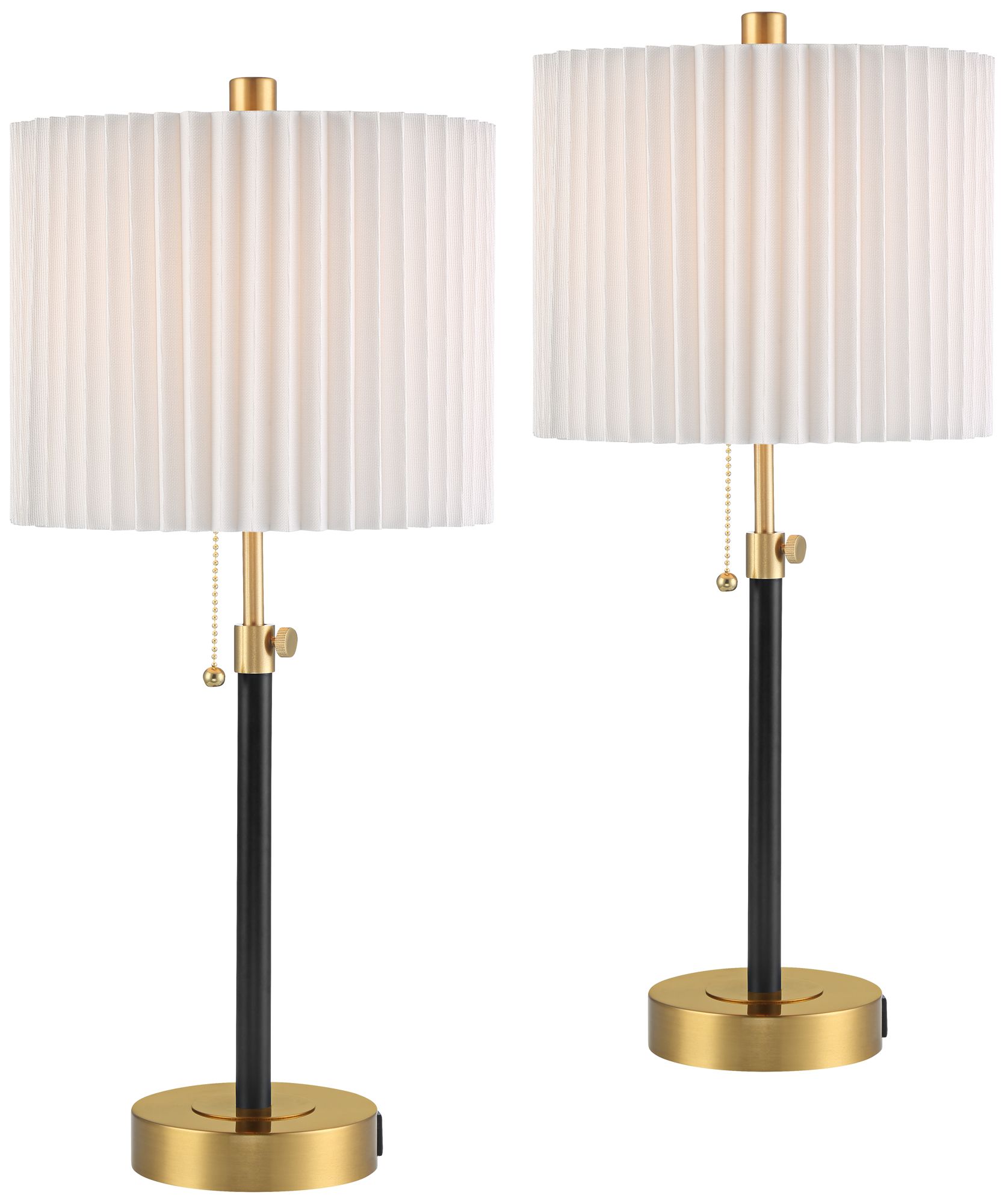 Image 2 Possini Euro Lenore Adjustable Height Black and Gold USB Lamps Set of 2