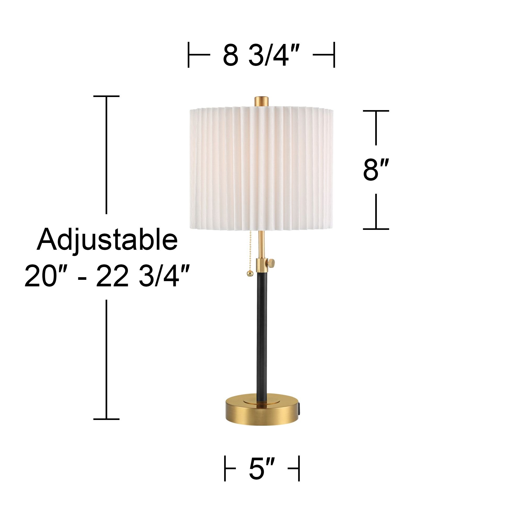 Possini Euro Lenore Adjustable Height Black and Gold USB Lamps Set of 2