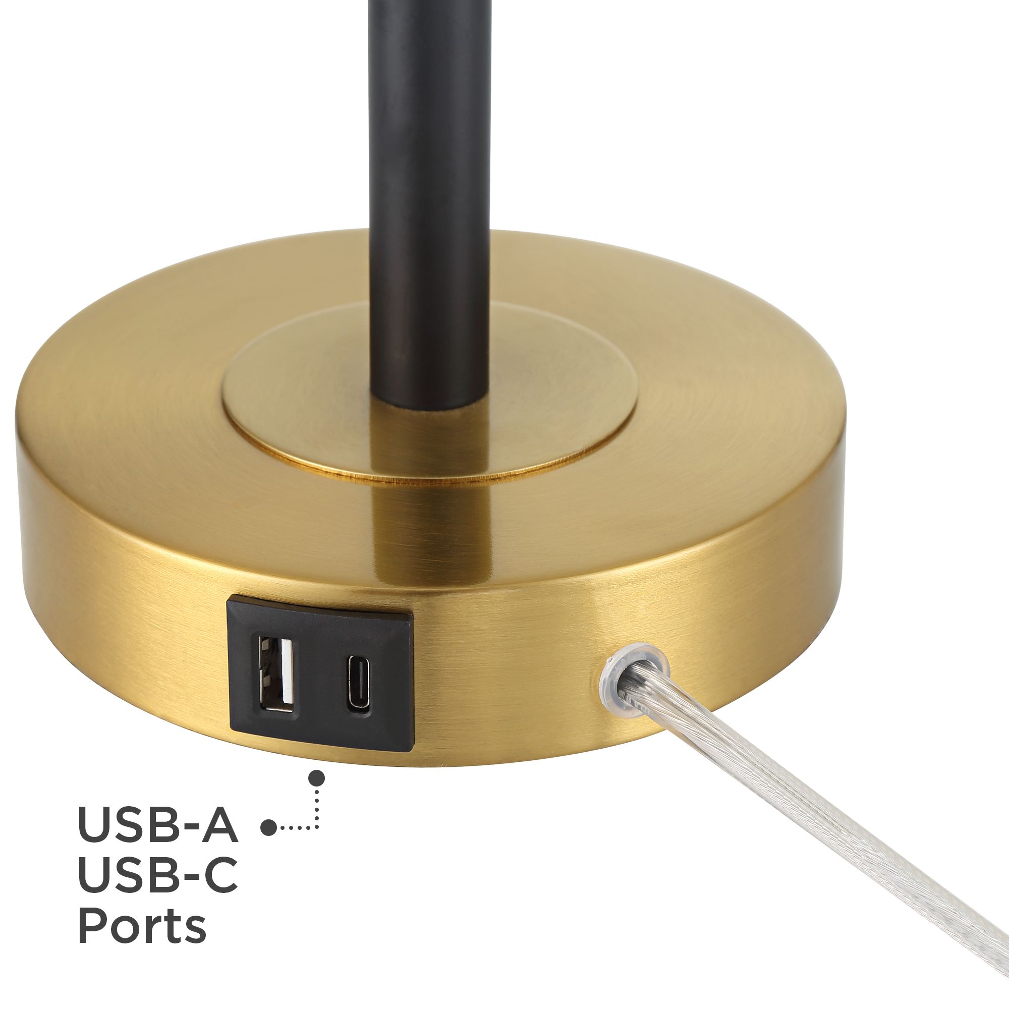 Image 5 Possini Euro Lenore Adjustable Height Black and Gold USB Lamps Set of 2 more views