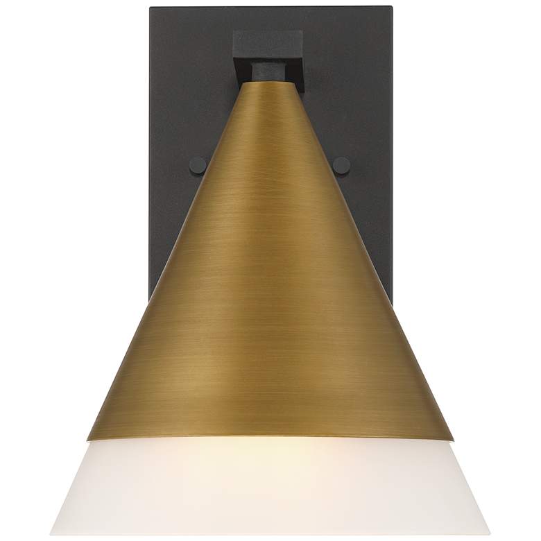 Image 6 Possini Euro Leo 10"H Sand Black and Antique Brass Outdoor Wall Light more views