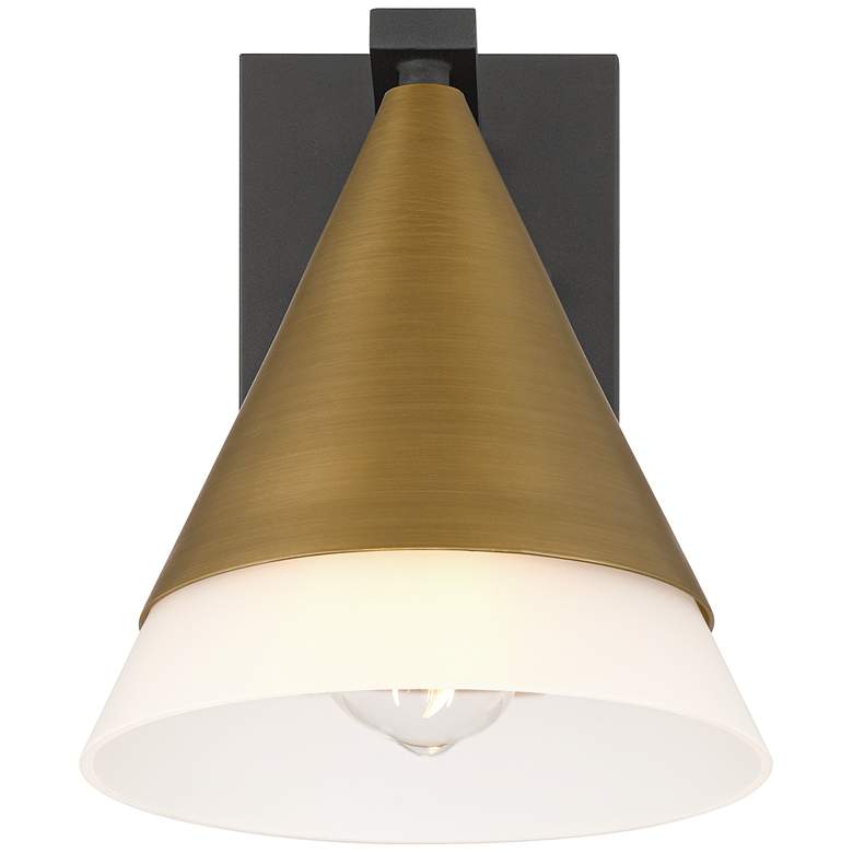 Image 7 Possini Euro Leo 10"H Sand Black and Antique Brass Outdoor Wall Light more views