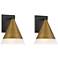 Possini Euro Leo 10"H Sand Black and Brass Outdoor Wall Light Set of 2