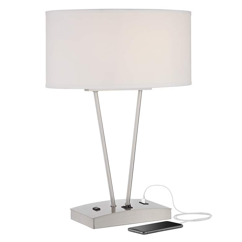 Image 2 Possini Euro Leon 26 1/4 inch Modern USB and Utility Outlet Table Lamp