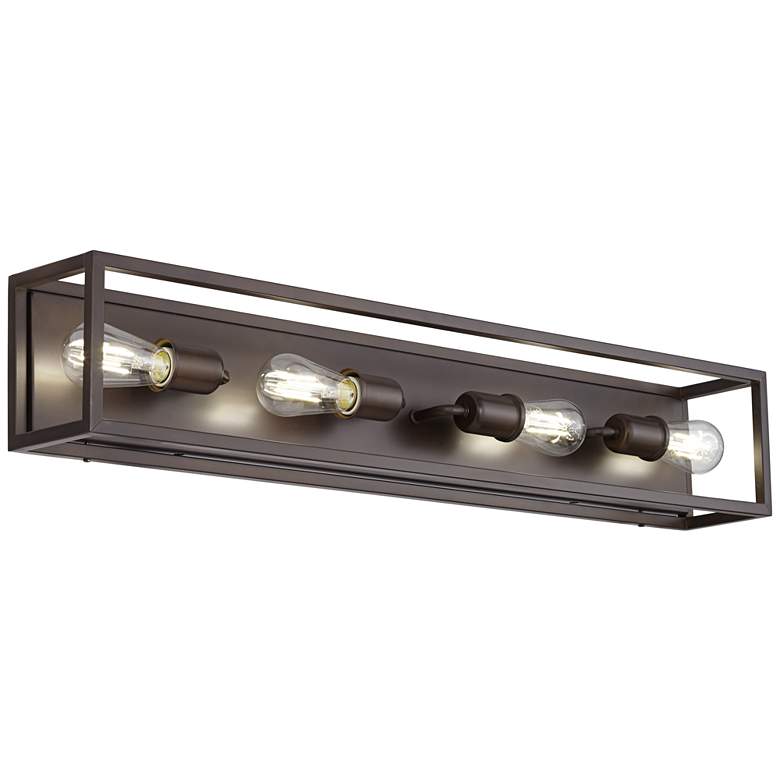 Image 2 Possini Euro Leonie 34" Wide Bronze Modern 4-Light Bath Wall Light