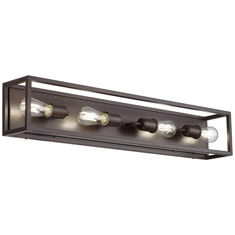 Image 2 Possini Euro Leonie 34 inch Wide Bronze Modern 4-Light Bath Wall Light