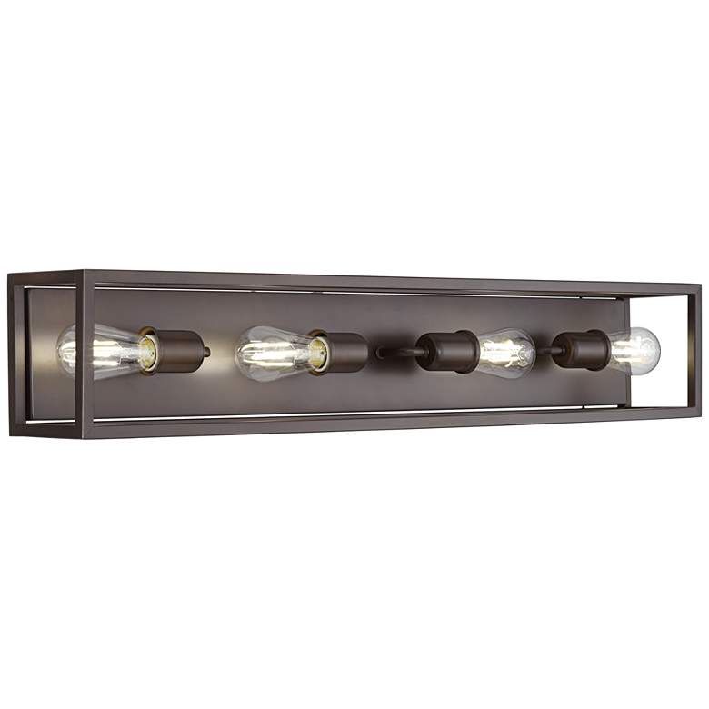 Image 4 Possini Euro Leonie 34" Wide Bronze Modern 4-Light Bath Wall Light more views
