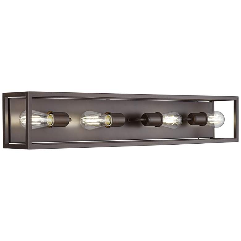 Image 4 Possini Euro Leonie 34 inch Wide Bronze Modern 4-Light Bath Wall Light more views