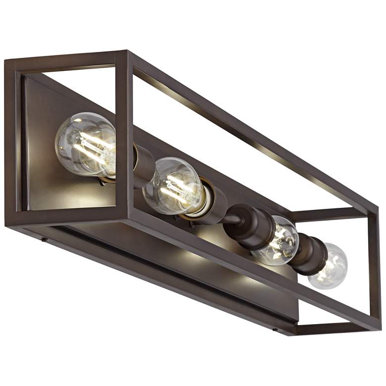 Image 6 Possini Euro Leonie 34" Wide Bronze Modern 4-Light Bath Wall Light more views