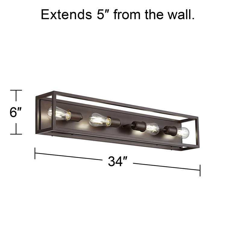 Image 7 Possini Euro Leonie 34" Wide Bronze Modern 4-Light Bath Wall Light more views