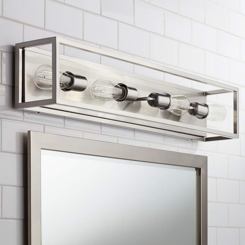 Image 1 Possini Euro Leonie 34"W Brushed Nickel 4-Light Bath Light
