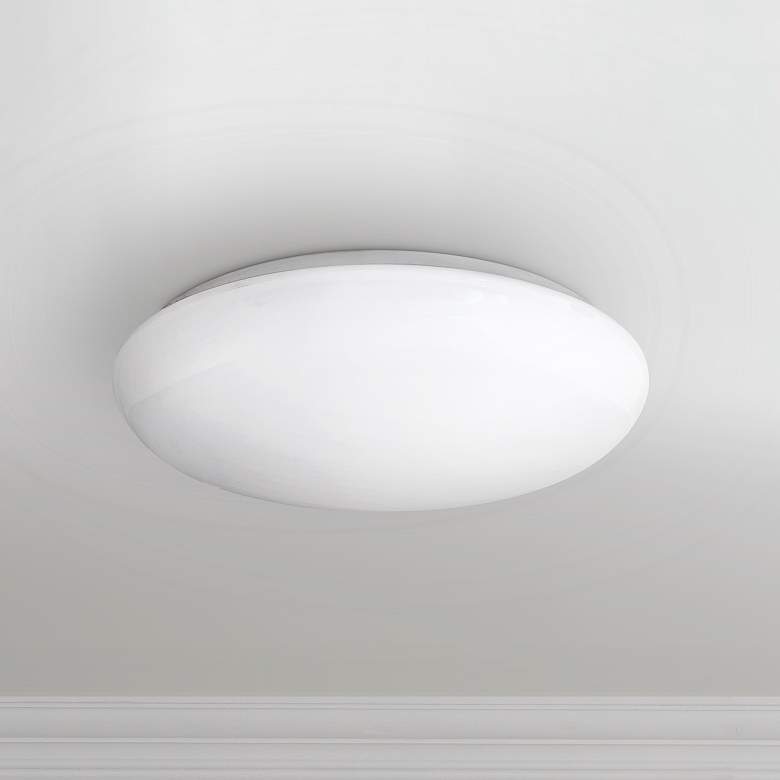 Image 1 Possini Euro Levine White 14" Wide LED Flushmount Ceiling Light