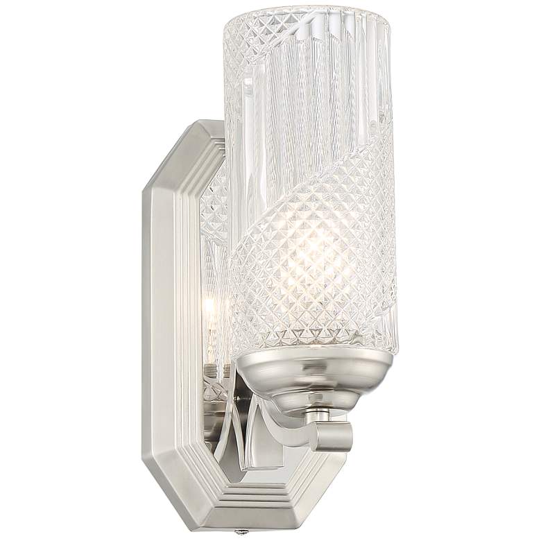 Image 1 Possini Euro Lewie 10 1/2"H Glass and Nickel Wall Sconce