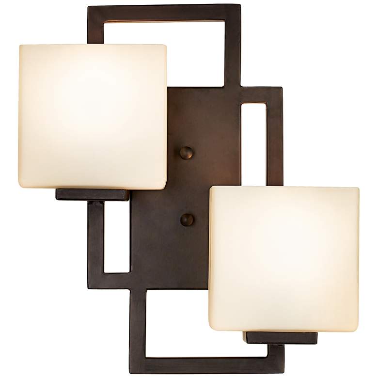 Image 5 Possini Euro Lighting on the Square 15.5" Bronze Wall Sconces Set of 2 more views