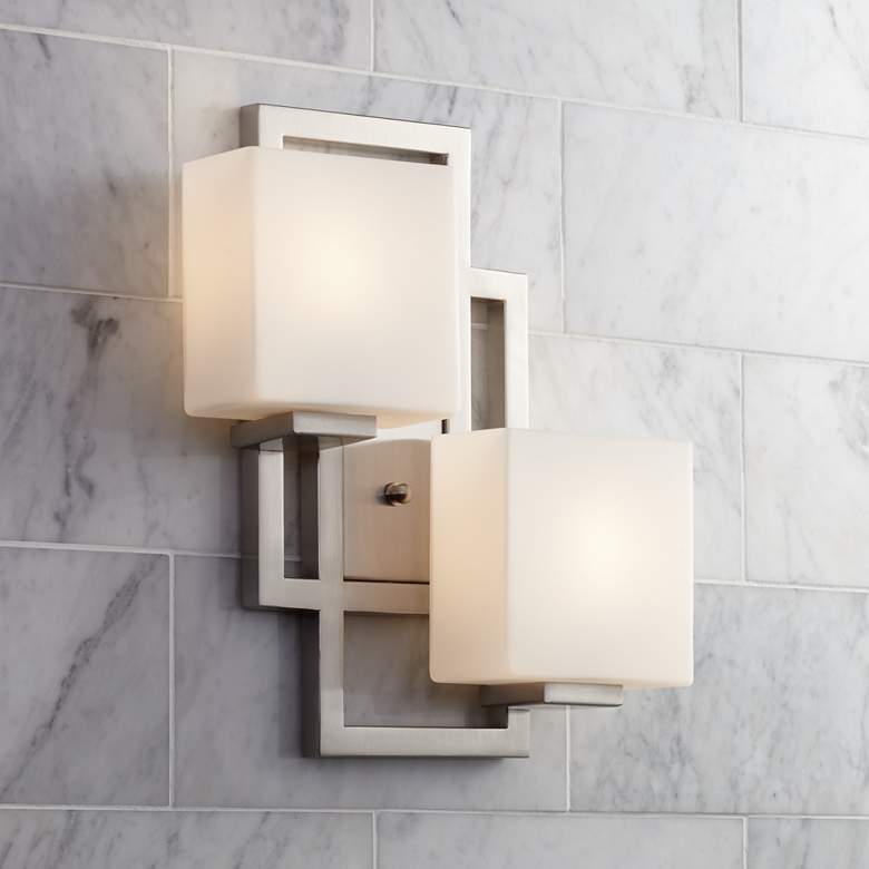 Image 1 Possini Euro Lighting on the Square 15 1/2" Brushed Nickel Wall Sconce