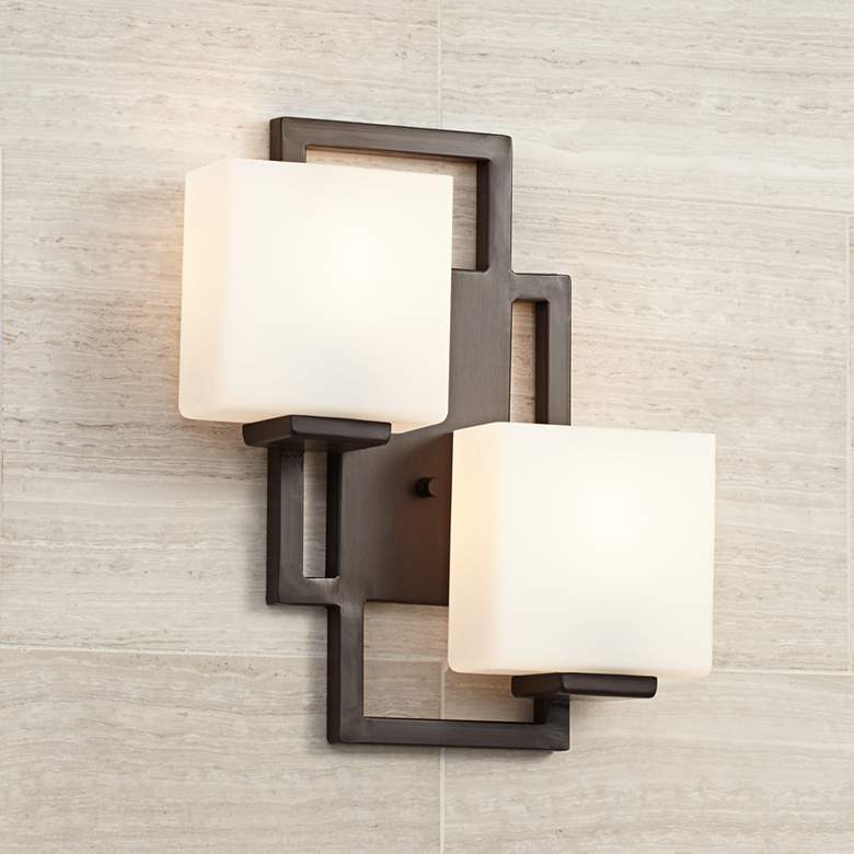 Image 2 Possini Euro Lighting on the Square 15 1/2 inch High Bronze Wall Sconce