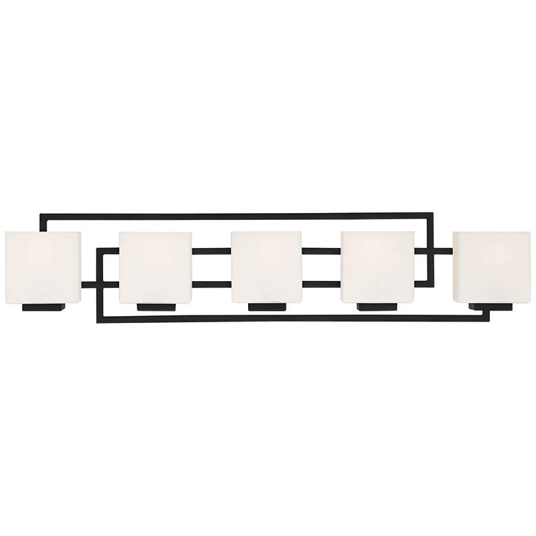 Image 2 Possini Euro Lighting on the Square 37" Wide Black 5-Light Bath Light