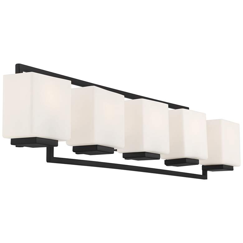 Image 6 Possini Euro Lighting on the Square 37 inch Wide Black 5-Light Bath Light more views