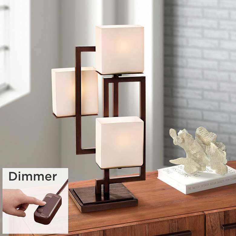 Image 1 Possini Euro Lighting on the Square Bronze Accent Lamp with Dimmer