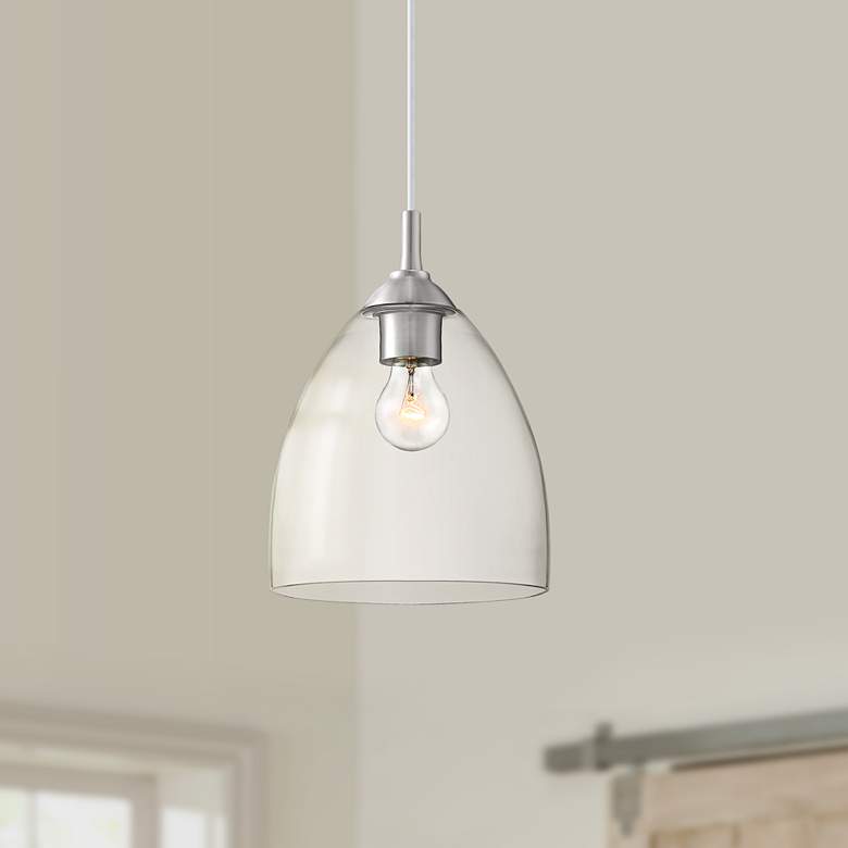 Image 1 Possini Euro Lilah 8 3/4"W Brushed Nickel Swag Mini Pendant
