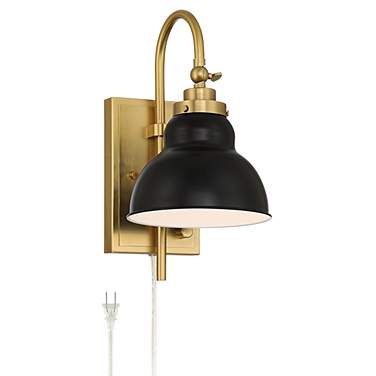Possini Euro Lilith 13 1/2" High Antique Brass Plug-In Wall Light