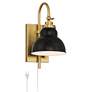 1_Possini Euro Lilith 13 1/2" High Antique Brass Plug-In Wall Light