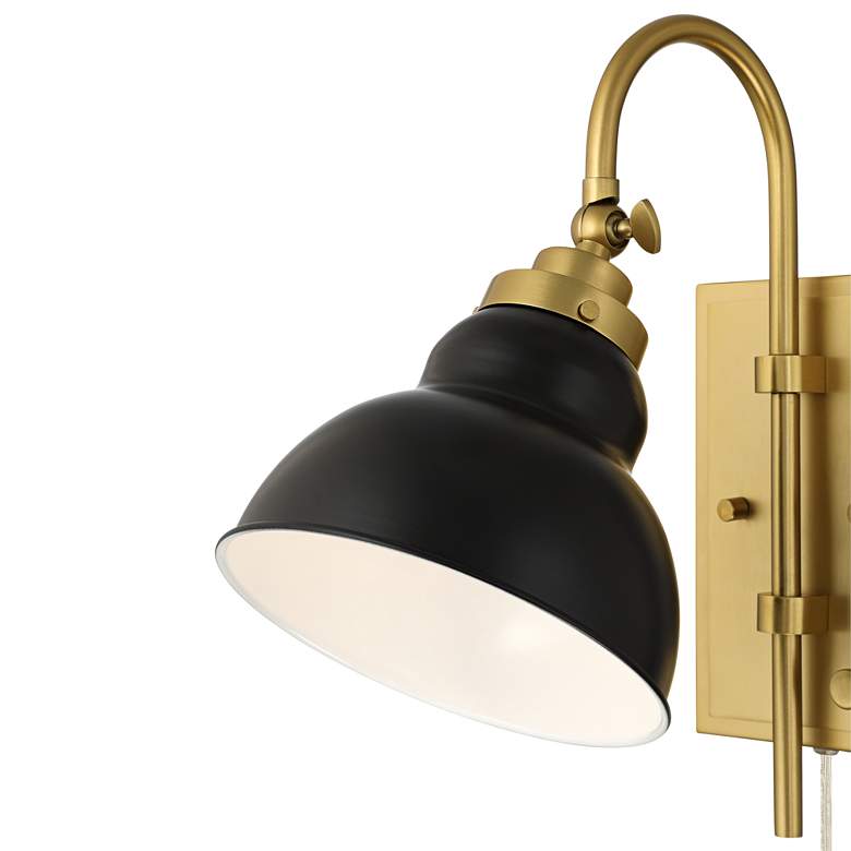 Image 2 Possini Euro Lilith 13 1/2" High Antique Brass Plug-In Wall Light more views