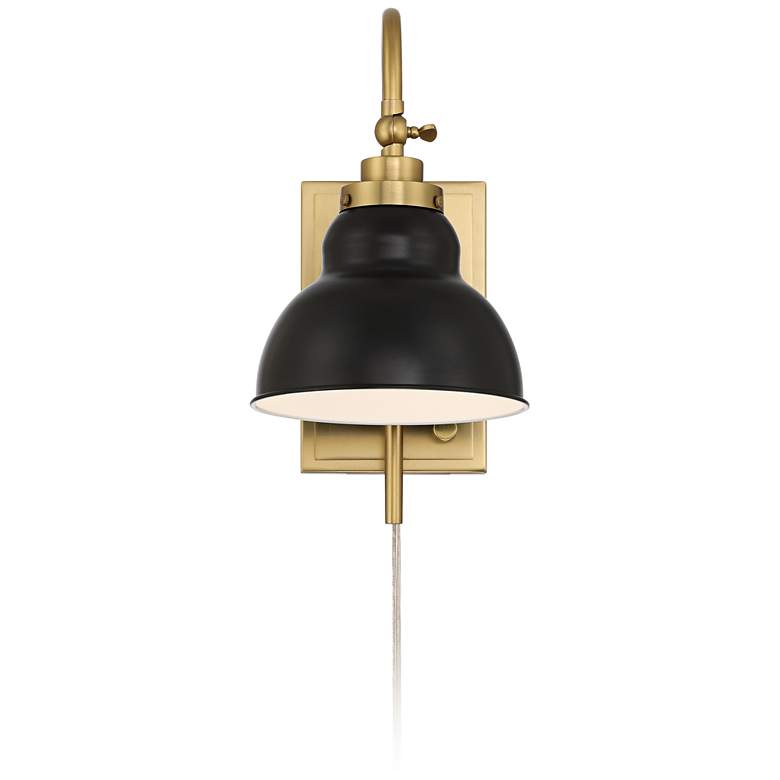 Image 5 Possini Euro Lilith 13 1/2" High Antique Brass Plug-In Wall Light more views
