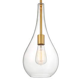 Image3 of Possini Euro Lilly 7 1/2" Soft Gold Clear Glass Modern Mini Pendant more views