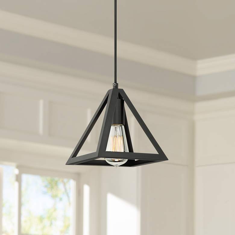 Image 1 Possini Euro Lilth 7 1/4" Wide Black Pyramid Mini Pendant