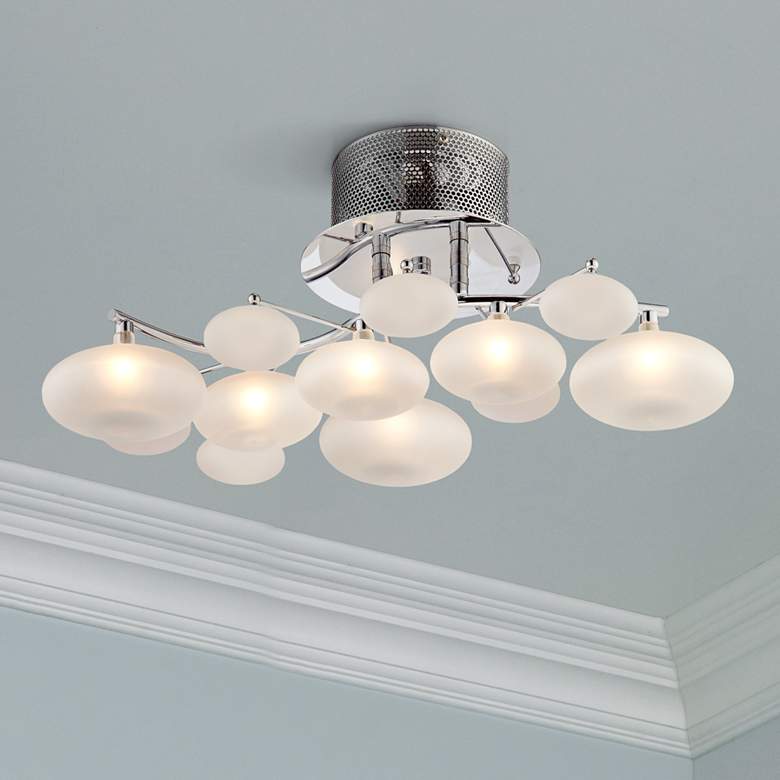 Image 1 Possini Euro Lilypad 19 1/4" Wide Etched Glass Ceiling Light