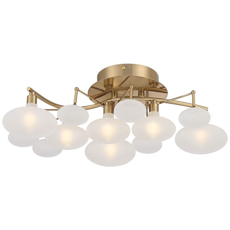 Image 2 Possini Euro Lilypad 19 1/4" Wide Soft Gold Etched Glass Ceiling Light