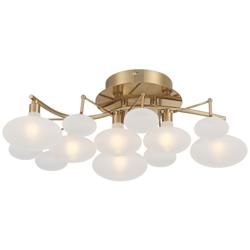 Possini Euro Lilypad 19 1/4&quot; Wide Soft Gold Etched Glass Ceiling Light