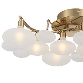 Image3 of Possini Euro Lilypad 19 1/4" Wide Soft Gold Etched Glass Ceiling Light more views