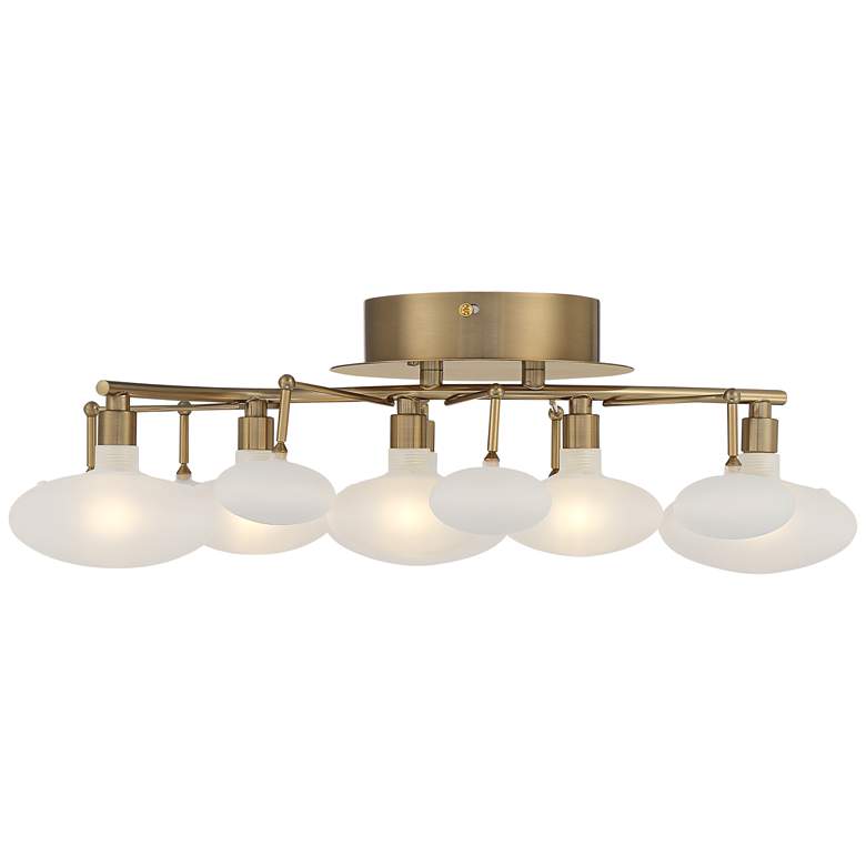 Image 4 Possini Euro Lilypad 19 1/4 inch Wide Soft Gold Etched Glass Ceiling Light more views