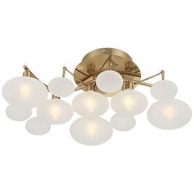 Image5 of Possini Euro Lilypad 19 1/4" Wide Soft Gold Etched Glass Ceiling Light more views