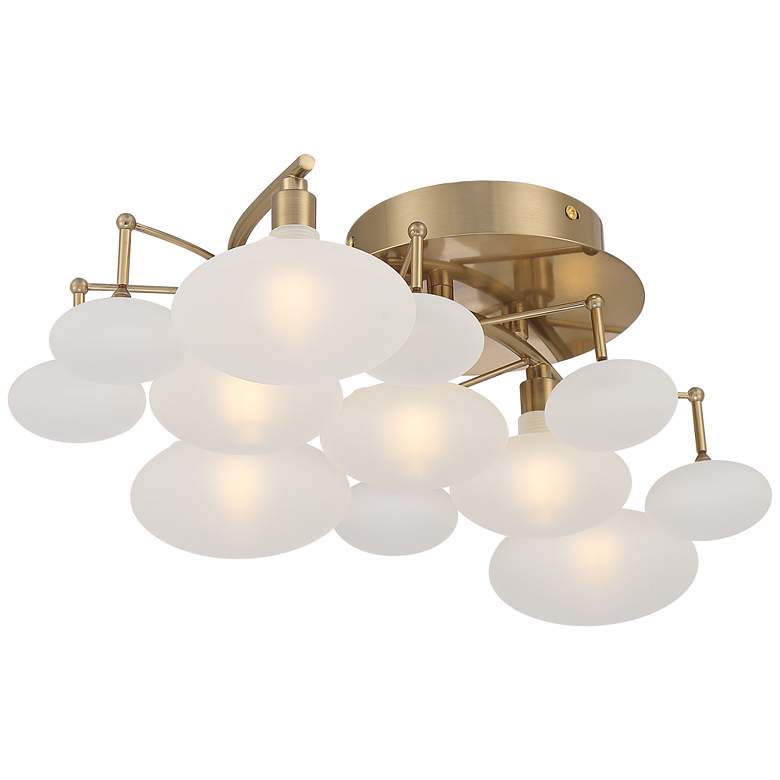 Image 6 Possini Euro Lilypad 19 1/4" Wide Soft Gold Etched Glass Ceiling Light more views