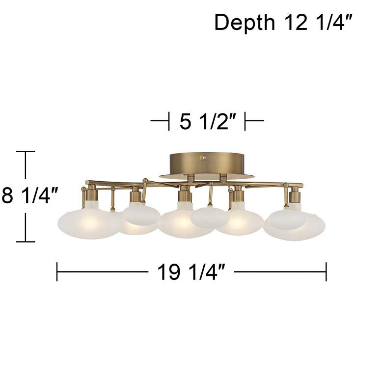 Image 7 Possini Euro Lilypad 19 1/4" Wide Soft Gold Etched Glass Ceiling Light more views