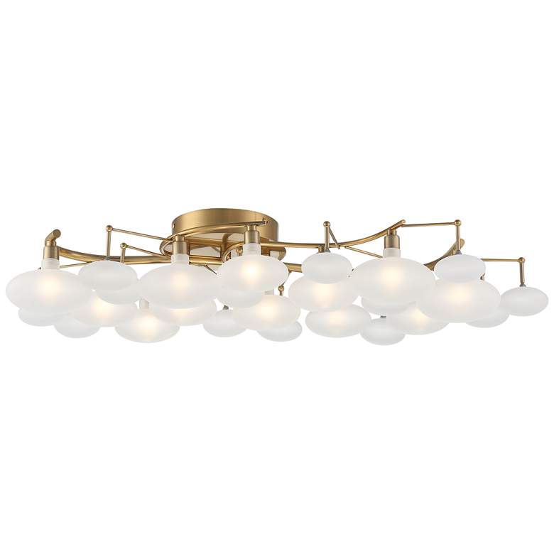 Image 2 Possini Euro Lilypad 30 1/4" Warm Brass Frosted Glass Ceiling Light