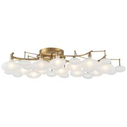 Possini Euro Lilypad 30 1/4&quot; Warm Brass Frosted Glass Ceiling Light