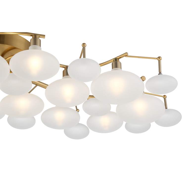 Image 3 Possini Euro Lilypad 30 1/4" Warm Brass Frosted Glass Ceiling Light more views