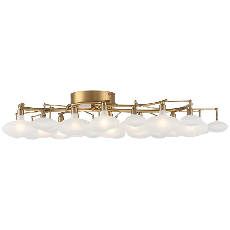 Image 4 Possini Euro Lilypad 30 1/4" Warm Brass Frosted Glass Ceiling Light more views