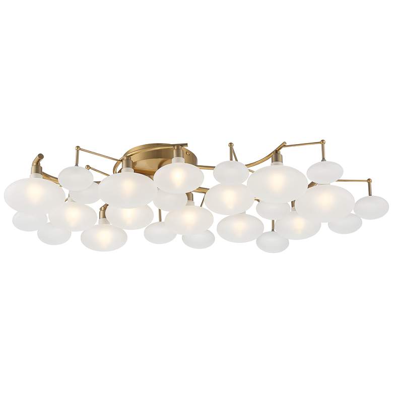 Image 5 Possini Euro Lilypad 30 1/4" Warm Brass Frosted Glass Ceiling Light more views