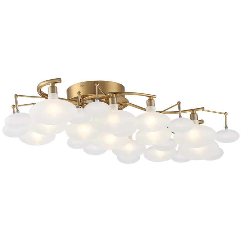 Image 6 Possini Euro Lilypad 30 1/4" Warm Brass Frosted Glass Ceiling Light more views